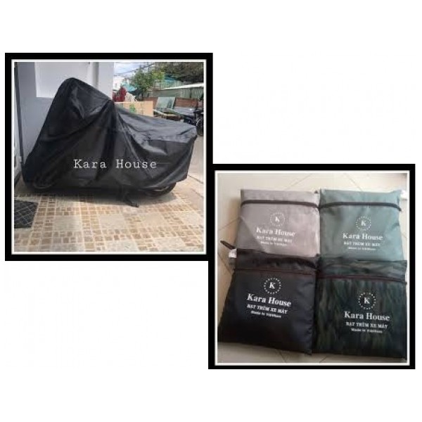 Áo trùm xe máy bạt chùm xe máy Kara House vải dù chống nắng chống thấm nước che được cho các loại xe máy hàng Việt Nam