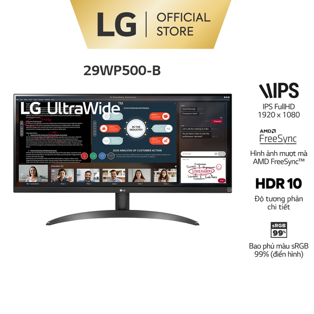 [Mã ELMALL7 giảm 7% đơn 5TR] Màn hình LG 29WP500-B 29'' 21:9 UltraWide™ IPS 75Hz FHD AMD FreeSync™