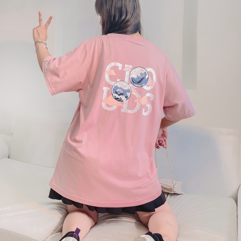 Áo thun tay lỡ in chữ CLOUDS nhiều màu form rộng ulzzang basic - Made by Toneontone TOT