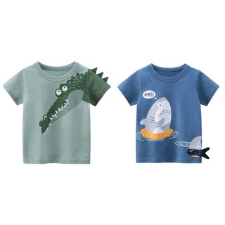 Áo thun bé trai 27KIDS áo cộc tay cho bé họa tiết ngộ nghĩnh chất cotton