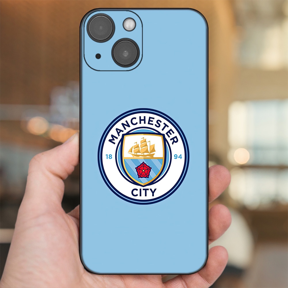 Ốp lưng iPhone 13 dẻo đen cạnh vuông in hình Manchester City MC