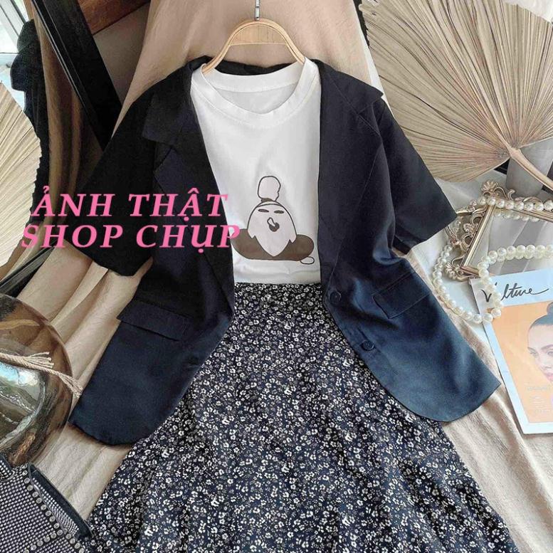 S40 CAO CẤP Combo 3 món: Áo blazer kèm chân váy hoa nhí và áo thun (S40) OR | BigBuy360 - bigbuy360.vn