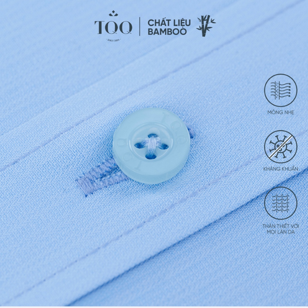 Áo sơ mi nam ngắn tay TQQ K512CB màu xanh biển dáng Slimfit tôn dáng hiện đại