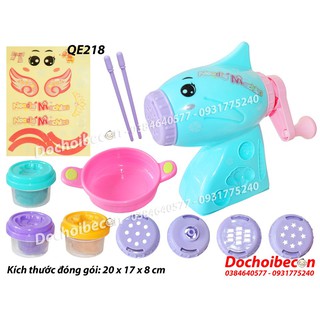 Đồ chơi máy làm mì + 3 hộp đất nặn qe218 - đất nặn làm mì