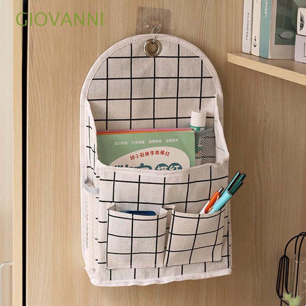 GIOVANNI 1Pc Hanging Storage Bag Waterproof Home Storage Hanging Pocket With Hook Container Sundries Storage Dorm for Phone Book Magazine Room Bedside Storage