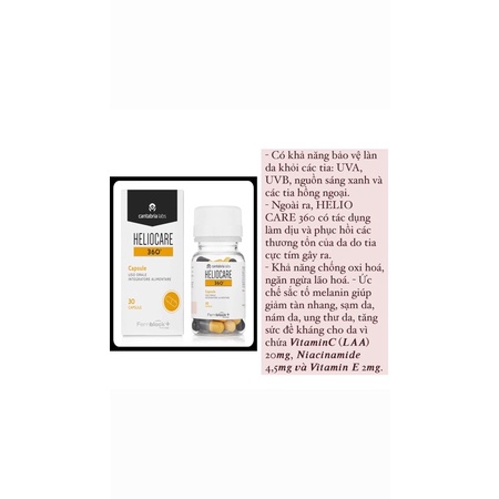 [Cóbill]Viên uống chống nắng nội sinh Heliocare | Thế Giới Skin Care