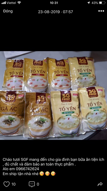 Cháo tươi SG FOOD Baby đủ vị (Date luôn mới)