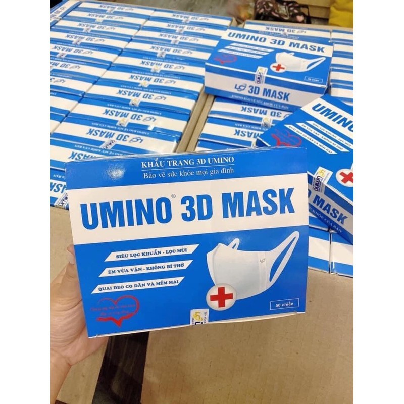 Hộp 50 Chiếc Khẩu Trang 3D MASK Chống Bụi PM 2.5  Kháng Khuẩn Umino công nghệ Nhật Bản