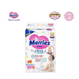 Tã/bỉm dán merries size m - 64 + 4 miếng