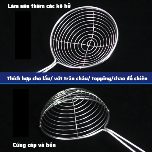 Vợt vớt/múc trân châu, topping nha đam thạch vợt múc lẩu,đồ chiên chuôi đỏ inox cao cấp tiện lợi nhỏ gọn an toàn sử dụng