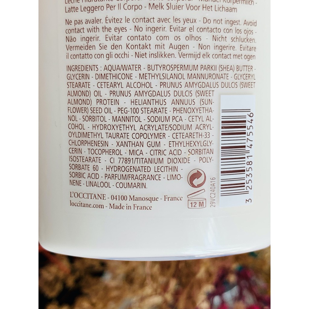 [BILL US/FR] Sữa dưỡng thể L'OCCITANE Almond Milk Veil 240ml