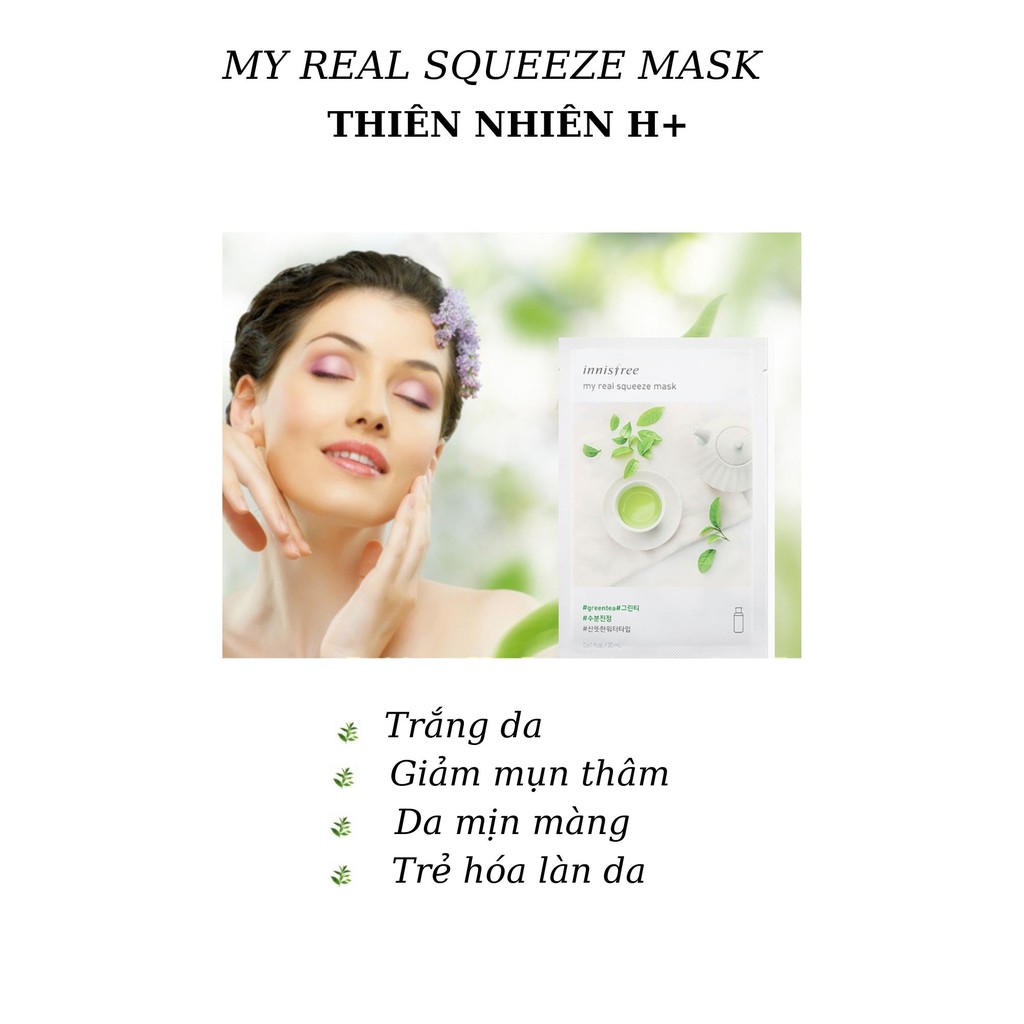 Combo 10 mặt nạ giấy trà xanh innisfree Hàn Quốc 20ml My real squeeze mask