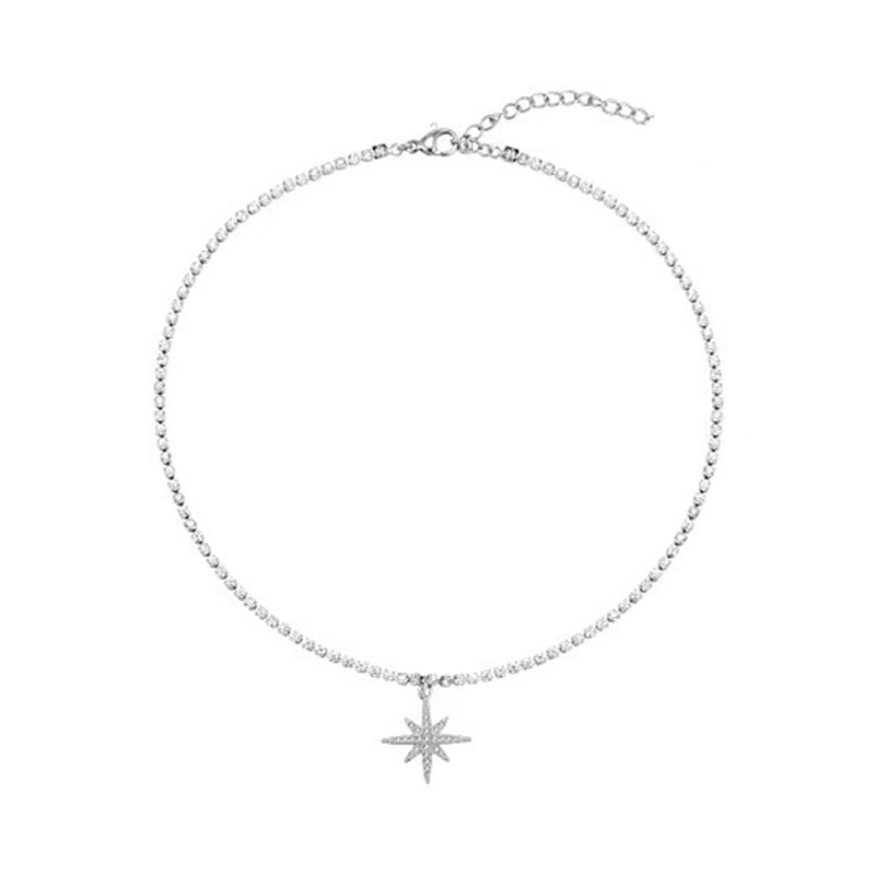 Dây Chuyền Mặt Hình Bát Giác Đính Đá Độc Đáo Thời Trang Nhật Hàn