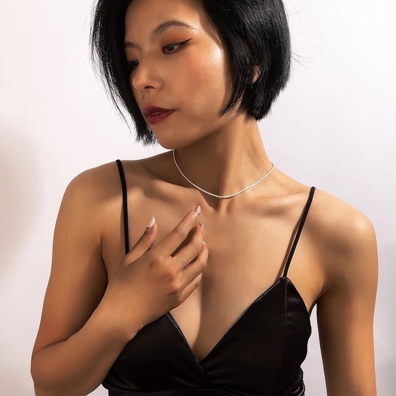 vòng cổ Ngắn Bằng Hợp Kim Màu Bạc Dễ Thương Thời Trang Mùa Hè Cho Nữ