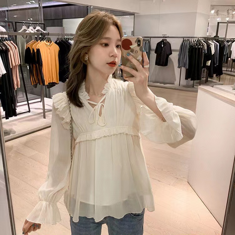 Áo chiffon BH Hàn Quốc dáng rộng dài tay thời trang dành cho nữ 2022