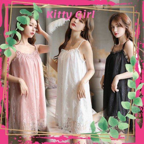 Váy Ngủ Ren 2 Dây- Đầm Ngủ Phối Ren Sexy Đầm Mặc Nhà Kiểu Dáng Gợi Cảm Quyến Rũ V28
