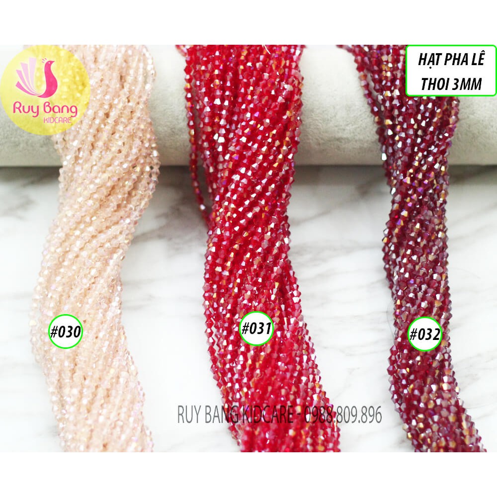 Hạt pha lê thoi 3mm tông hồng