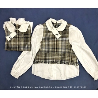 Áo sơ mi pha dạ tay bồng xuất zara