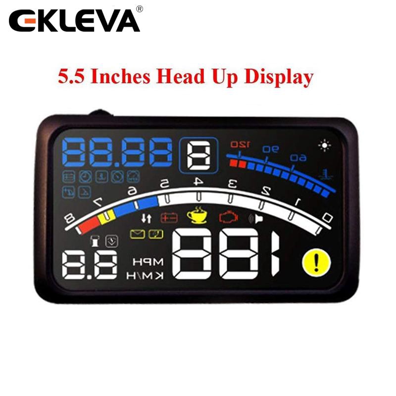 Ekleva Hud 5.5in Hud Head Up Display Đồng hồ tốc độ ô tô OBD2 Máy tính du lịch kỹ thuật số thông minh OBD 2 Máy quét