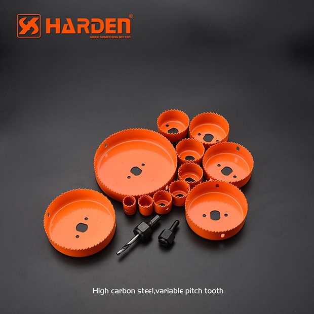 Bộ khoét lỗ tròn mũi khoét gỗ HARDEN 16 chi tiết (Gỗ, Thạch Cao, Nhôm)