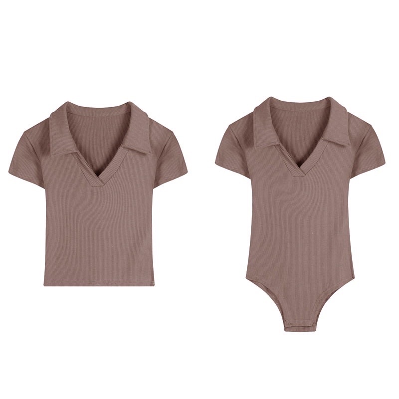 [ BIKINI] Áo Liền Quần Bodysuit cổ polo Ôm Body Trơn Quyến Rũ Thời Trang Mùa Hè Nóng Bỏng | BigBuy360 - bigbuy360.vn