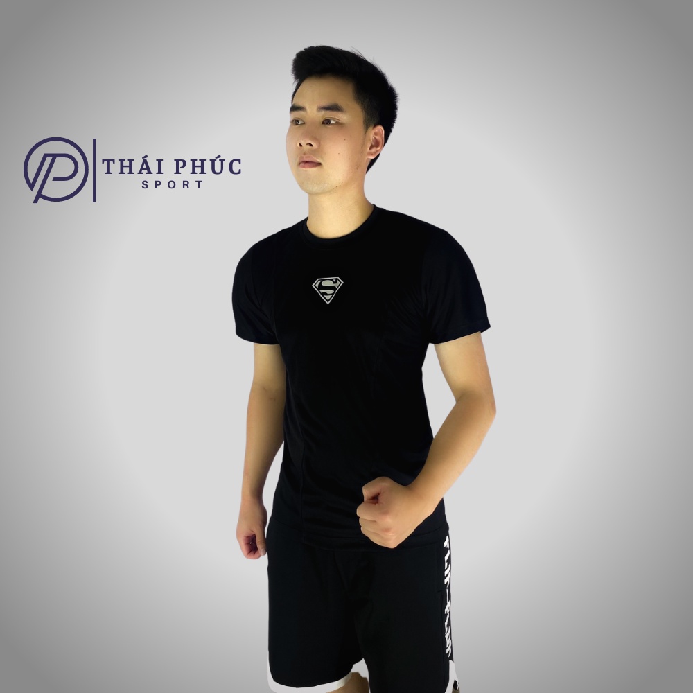 Áo Thể Thao Nam SUPERMAN Phản Quang Siêu Anh Hùng Thun Lạnh Tập Gym Cổ Tròn Ngắn Tay Vải Thoáng Mát Co Giãn Chuẩn Form