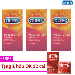 [SIÊU HOT] COMBO 3 hộp Durex Plesuamax Có gân gai nổi