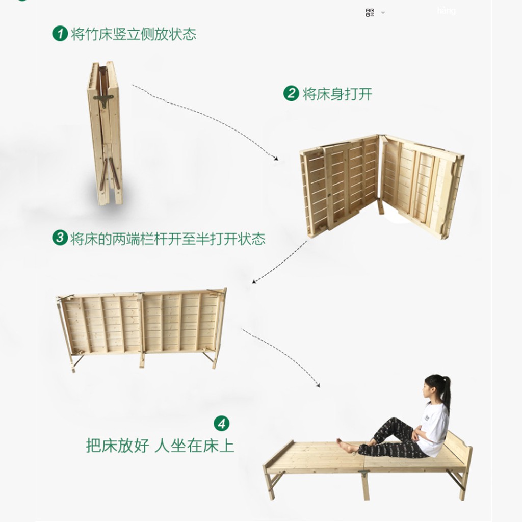 Giường ngủ xếp gọn thông minh 100x195cm - Giường ngủ gỗ thông gấp gọn kèm nệm