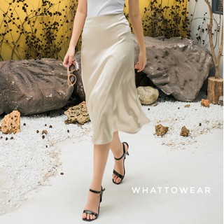 Chân váy dáng dài, chân váy lụa 2 lớp - by whattowear