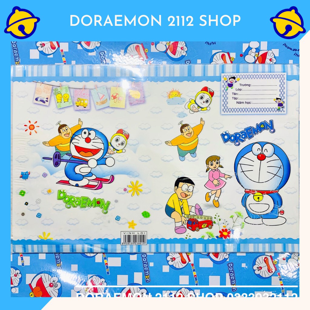 Combo 10 Bìa bao vở bao tập có sẵn bìa kiếng và nhãn tên Doraemon