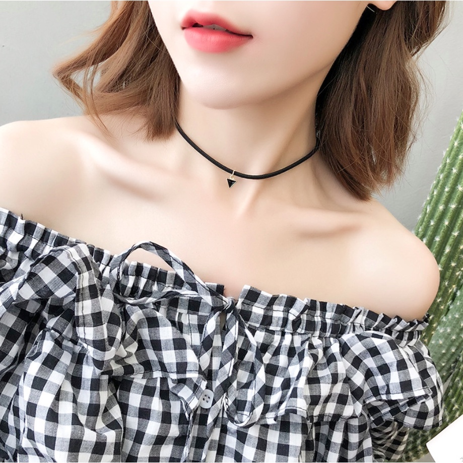 Dây chuyền nữ vòng cổ choker vải nhung màu đen nhiều mẫu phong cách Hàn Quốc