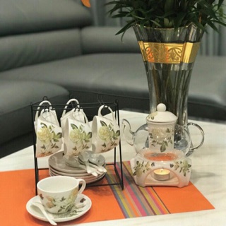 Set ấm chén , đun trà chiều phong cách Châu Âu
