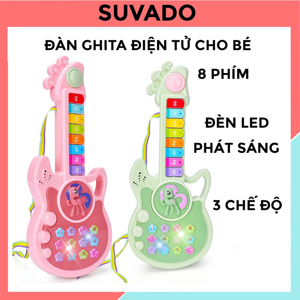 Đàn Ghita Cho Bé Có Đèn Led Đồ Chơi Đàn Guitar Ukulele 3 Chế Độ 8 Phím đồ chơi âm nhạc cho bé DGT SUVADO