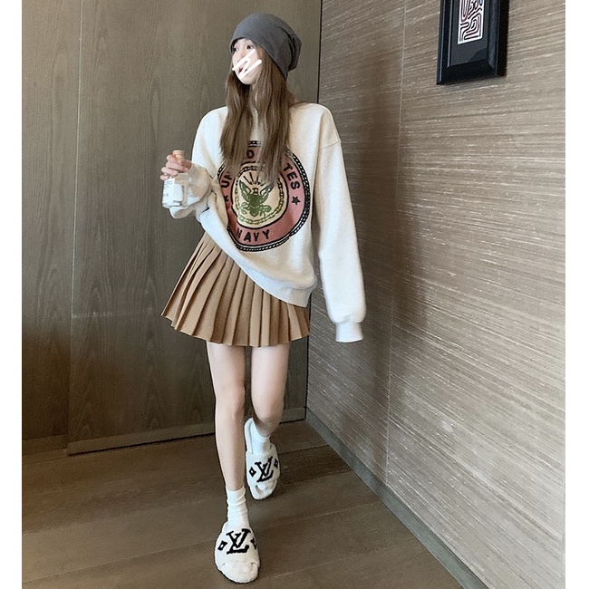  Áo sweater tay dài cổ tròn dáng rộng in hình 46225 dành cho nữ | BigBuy360 - bigbuy360.vn