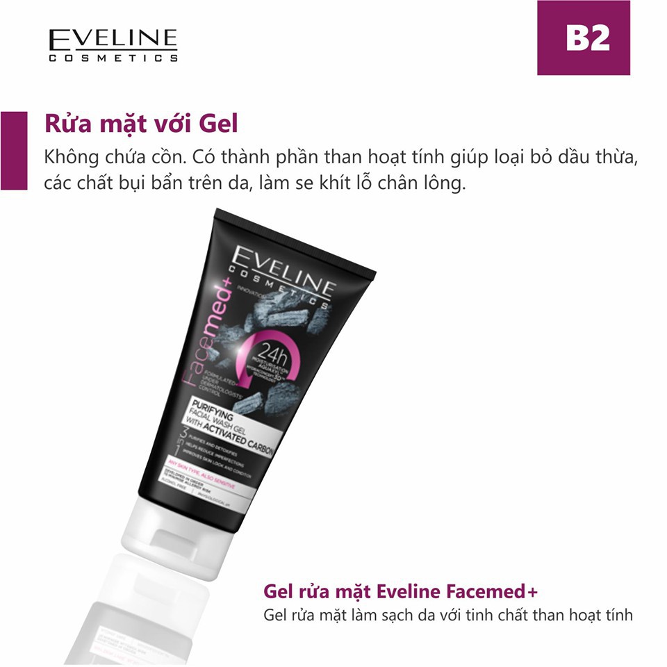 Gel rửa mặt thải độc than hoạt tính Eveline Facemed+ 150ml (evel4944)