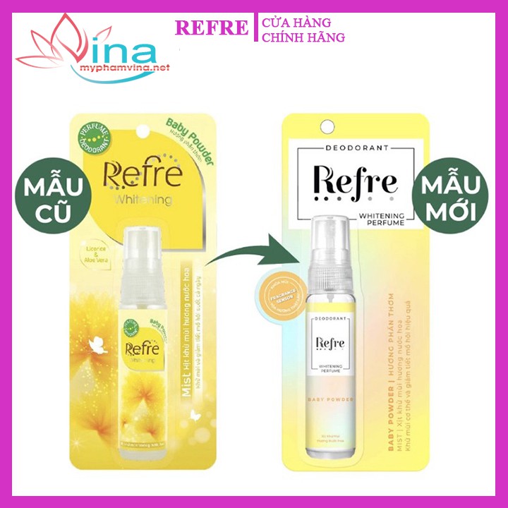 Xịt Khử Mùi Refre Deodorant Whitening Perfume - Baby Powder Hương phấn thơm 30ML