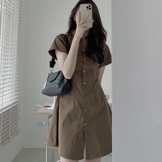 Váy sơ mi kaki mềm chun lưng