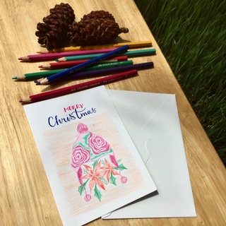 Thiệp Noel vẽ chì màu trên giấy canson