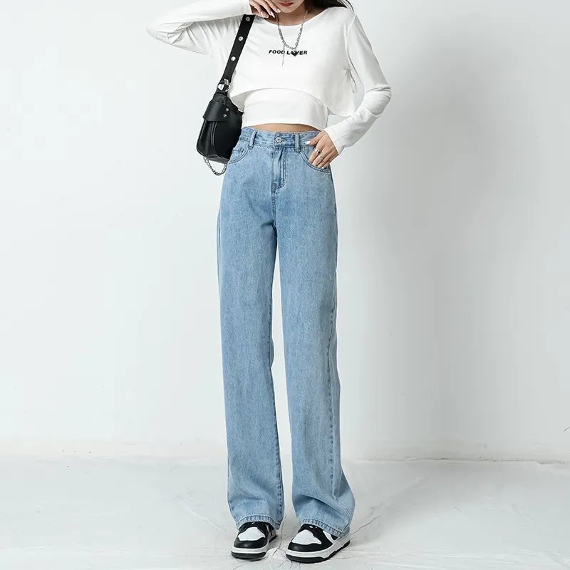 Quần Jeans Nữ Lưng Cao Ống Rộng Thời Trang Hàn Quốc