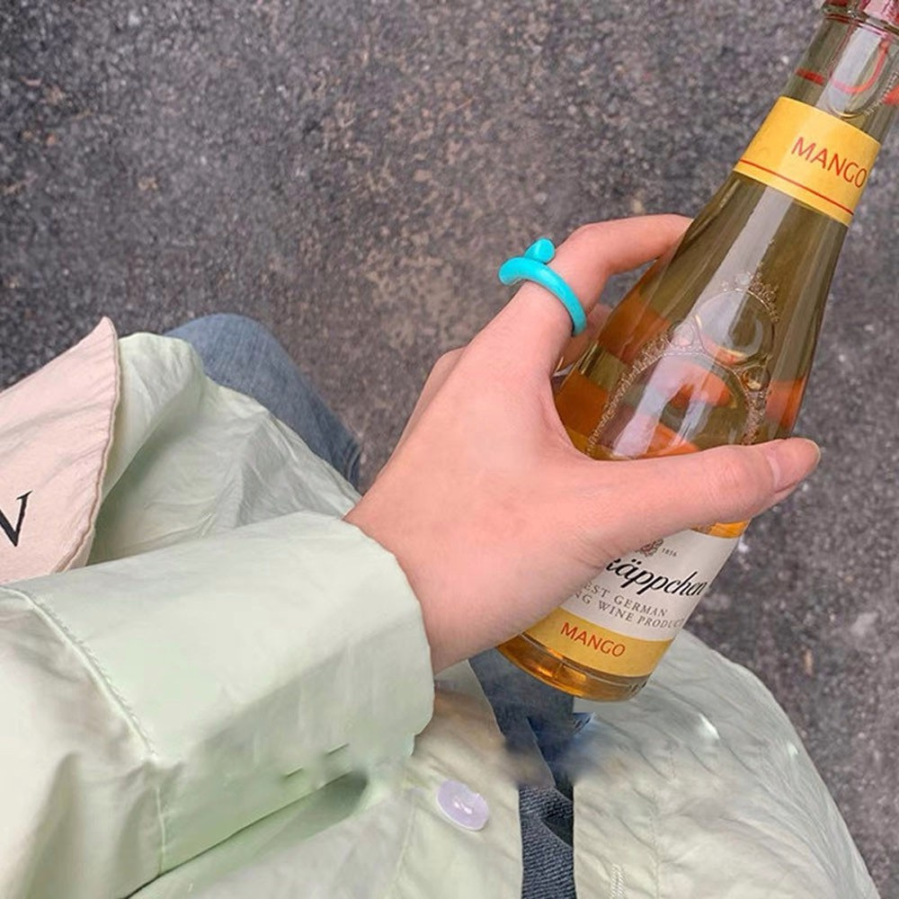 Nhẫn Hở Màu Kẹo Tùy Chỉnh Phong Cách Hàn Quốc Thời Trang Cho Nữ