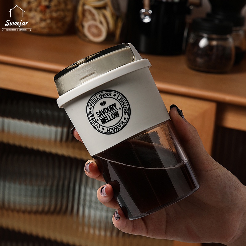 Sweejar Ly Uống Nước Bằng PP Trong Suốt Kèm Nắp Đậy Tiện Dụng Dung Tích 300ML