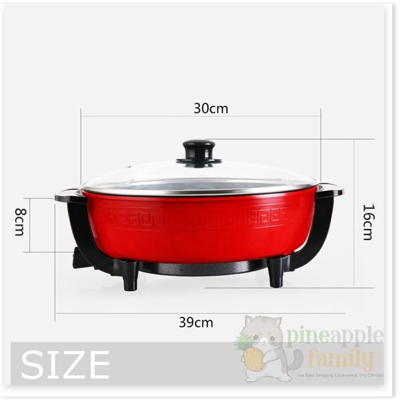 [SGD] Nồi Lẩu Mini - Nồi Nấu Lẩu Điện 2 Ngăn Đa Năng, Dung Tích 6L, Siêu Chống Dính 9264