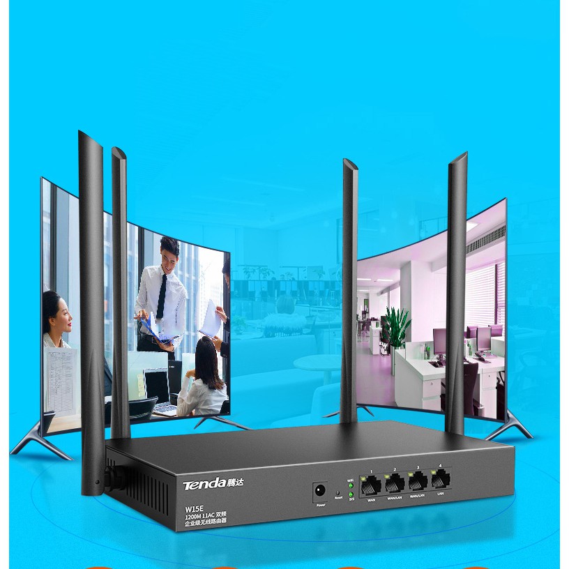 ⚡Bộ phát WIFI Tenda w15e ac1200Mps mạng doanh nghiệp 50 user ⚡vùng phủ sóng 300m2 4 ăn ten phát sóng cực mạnh⚡Freeship