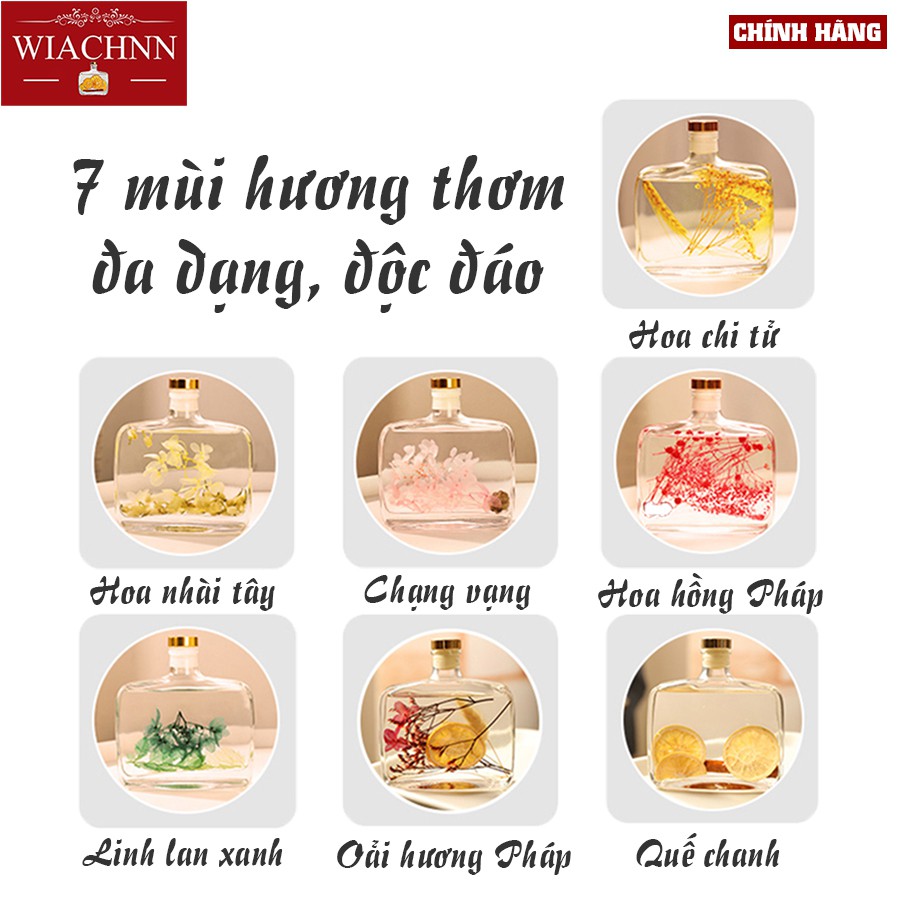 (Chai To 350ML) Tinh Dầu Thơm Thiên Nhiên WIACHNN Hoa Khô Vĩnh Cửu Que Gỗ Tự Khuếch Tán Hương Khử Mùi  B350