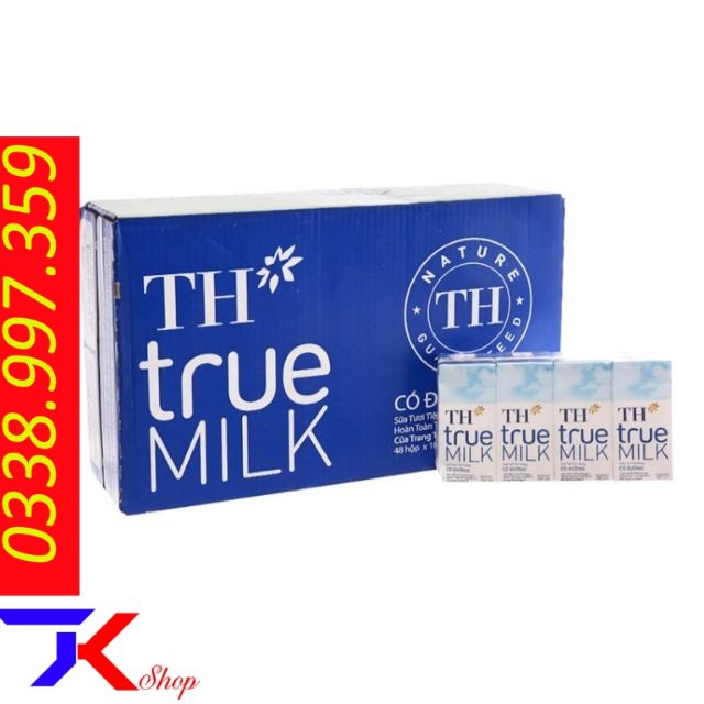 Thùng 48 hộp sữa tươi tiệt trùng TH true MILK có đường 180 ml