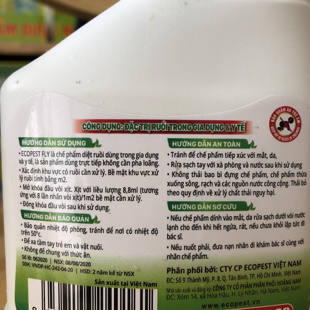 Combo 5 chai Chế phẩm diệt ruồi nhà, quán ăn, quầy thực phẩm, chợ Ecopest Fly 300