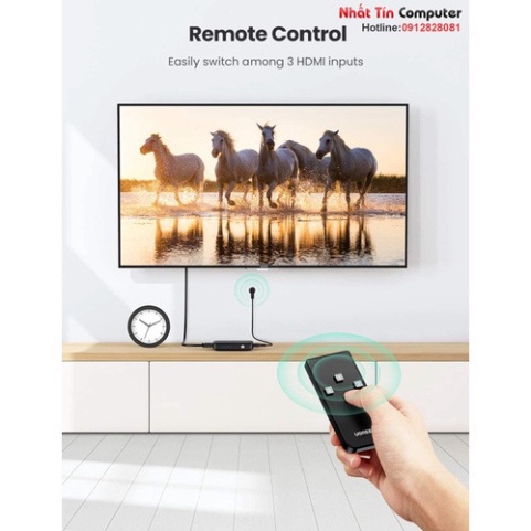 Thiết bị chuyển mạch HDMI 3 vào 1 ra 4K@30Hz 3D 1080p Ugreen 80125   - Phân Phối Chính Hãng