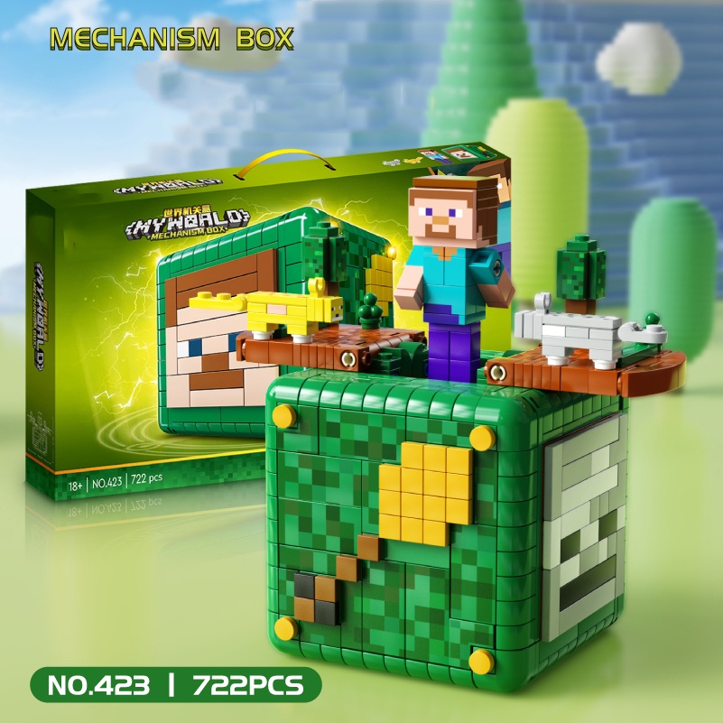 Đồ Chơi Lắp Ráp Kiểu LEGO Chiếc Hộp Bí Ẩn Thế Giới Mine Craft, Iron Man, Super Mario Mystery Box Với 500+ Mảnh Ghép