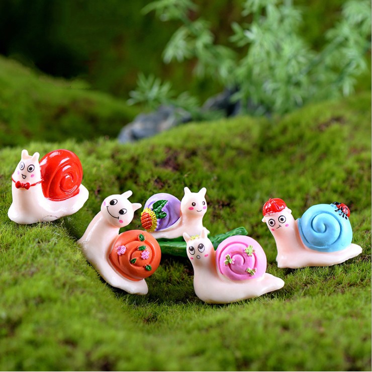 Mô hình ốc sên phong cách Cartoon cho các bạn trang trí tiểu cảnh, terrarium, móc khóa, DIY