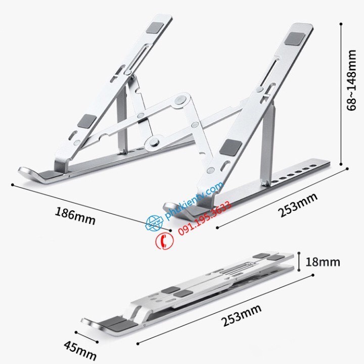 Giá đỡ laptop stand nhôm hỗ trợ tản nhiệt có thể gấp gọn chỉnh độ cao để laptop ipad macbook surface N3 D103 Vu Studio